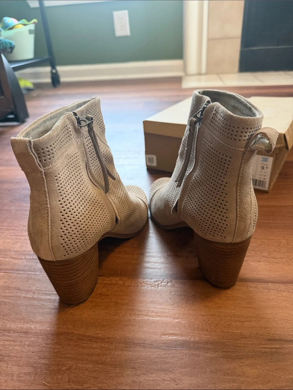 Toms Beige Perforated Suede Ankle Boots